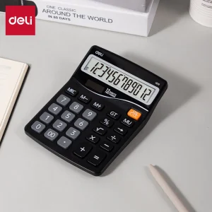 deli E1210 Desktop Calculator, Plastic-12 digits, Black