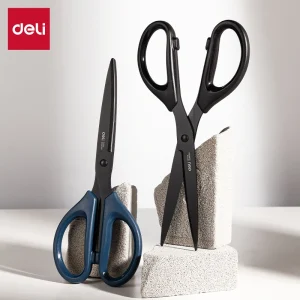 deli E6010S Scissors, Black, Blue