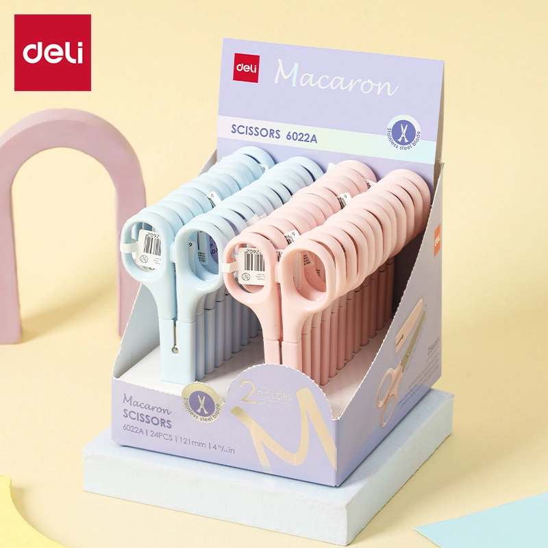 deli E6022A Scissors, Pink, Blue