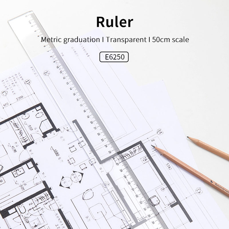 deli E6250 Ruler, 50cm, Transparent - Image 6