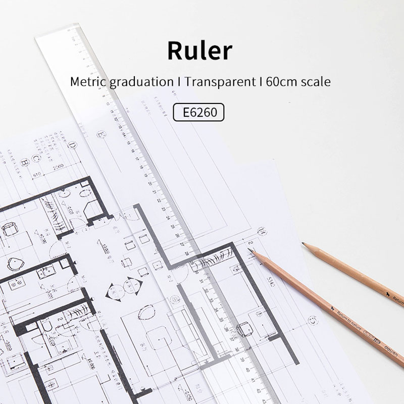 deli E6260 Ruler, 60cm, Transparent - Image 6