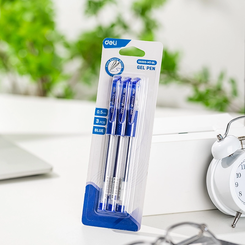 deli E6600S-MT-BL Gel Pen, Bullet tip: 0.5mm, Blue - Image 5