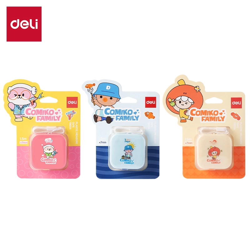 deli E79654 Comiko Family-Plastic Measure Tape, Pink, Bliue, Orange - Image 2
