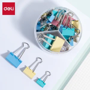 deli E8519 Binder Clips Set, Red, Yellow, Green, Blue