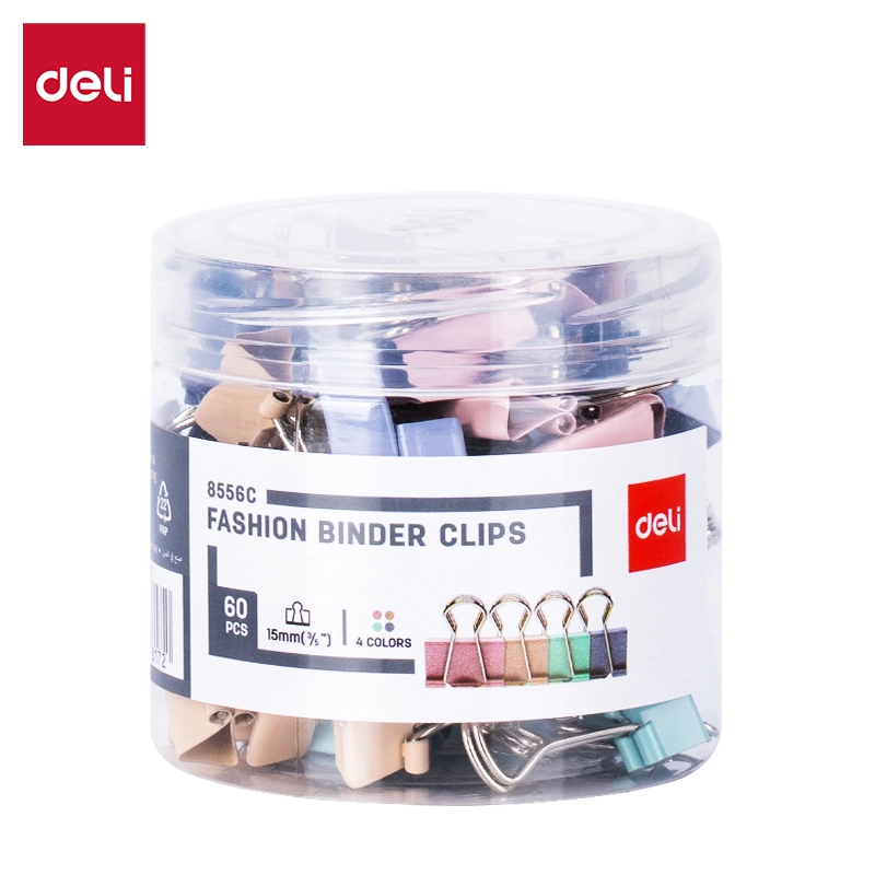 deli E8556C Fashion Binder Clips, 6# 15mm, Red, Yellow, Green, Blue - Image 2