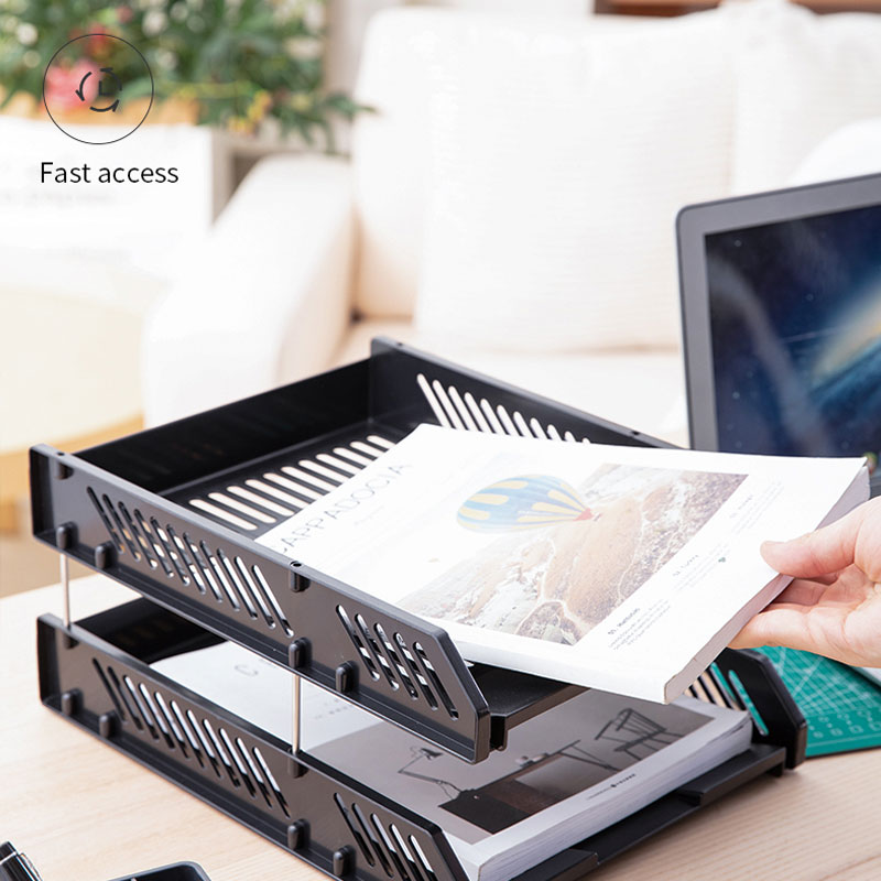 deli E9208 File Tray, 268×336×65mm, Blue - Image 4