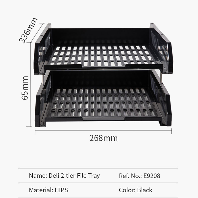 deli E9208 File Tray, 268×336×65mm, Blue - Image 2