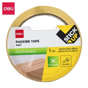 deli EA347 Degradable Packing Tape, 45mm*50y*50μm, 1 roll, Yellow