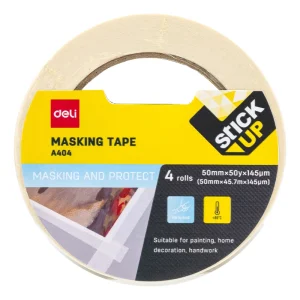 deli EA404 Masking Tape, 50mm*50y*145μm 4 rolls, White