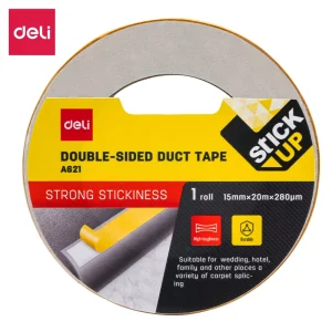 deli EA621 Double-sided Duct Tape, 15mm*20m*280μm 1 roll, Brown