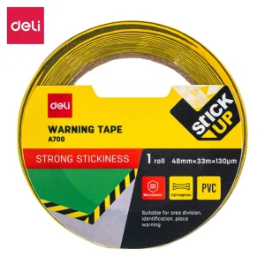 deli EA700 Warning Tape, PVC 48mm*33m*130μm 1 roll, Black