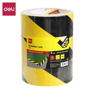 deli EA701 Warning Tape, PVC 48mm*33m*130μm 3 rolls, Black