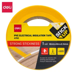 deli EA752 Electrical Insulating Tape, PVC 18mm*18m*0.15mm 1 roll 10 rolls, Yellow