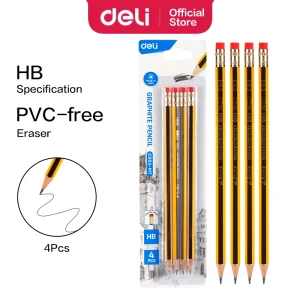 deli EC004-MT Graphite Pencil, HB φ2.4mm Hexagonal Barrel, Yellow