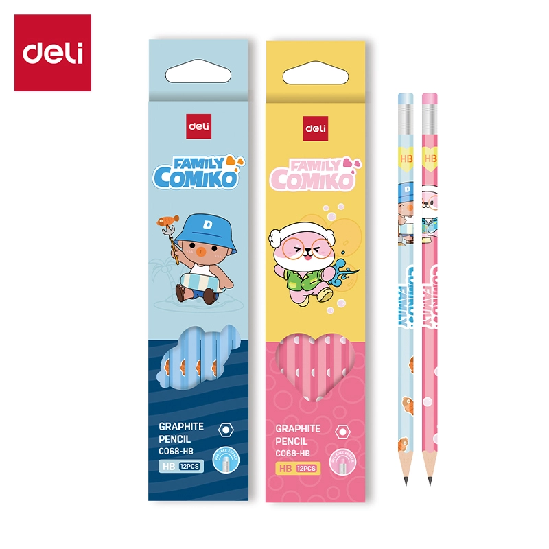 deli EC068-HB Graphite Pencil, Blue, Pink
