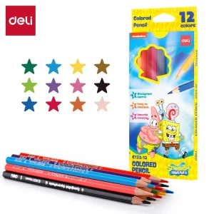deli EC133-12 Colored Pencil, 3mm lead Hexagonal barrel, 12 colors