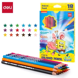 deli EC133-18 Colored Pencil, 3mm lead Hexagonal barrel, 18 colors