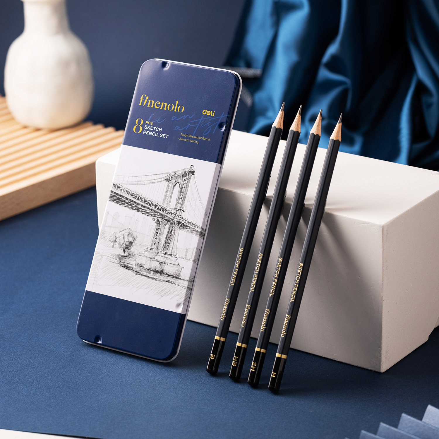 deli EC26 Sketching Pencil, 8 pcs (2H, H, HB, B, 2B, 4B, 6B, 8B), Assorted Colors - Image 4