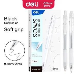 deli EG057-BK Gel Pen, Bullet tip: 0.5mm, Black