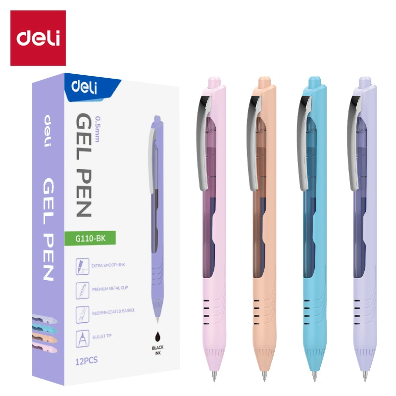 deli EG110-BK Gel Pen, Blue, Orange, Pink, Purple - Image 2