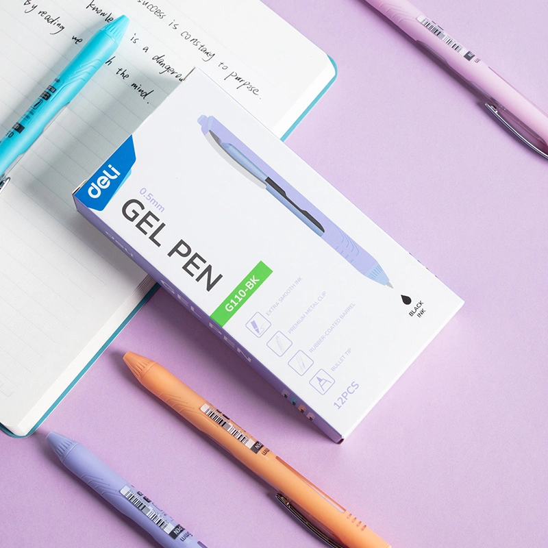 deli EG110-BK Gel Pen, Blue, Orange, Pink, Purple - Image 6