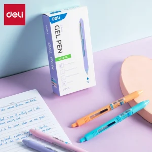 deli EG110-BL Gel Pen, Blue, Orange, Pink, Purple