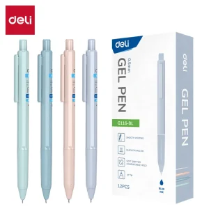 deli EG116-BL Gel Pen, Blue, Green, Pink, Purple