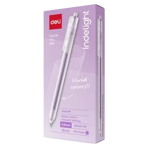 deli EG118-PP Color Gel Pen, Pink Purple