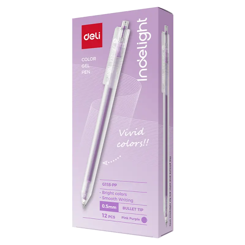 deli EG118-PP Color Gel Pen, Pink Purple