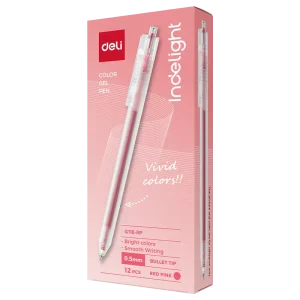 deli EG118-RP Color Gel Pen, Red Pink