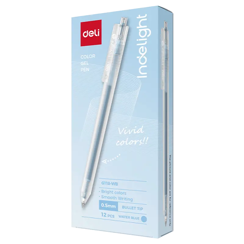 deli EG118-WB Color Gel Pen, Water Blue