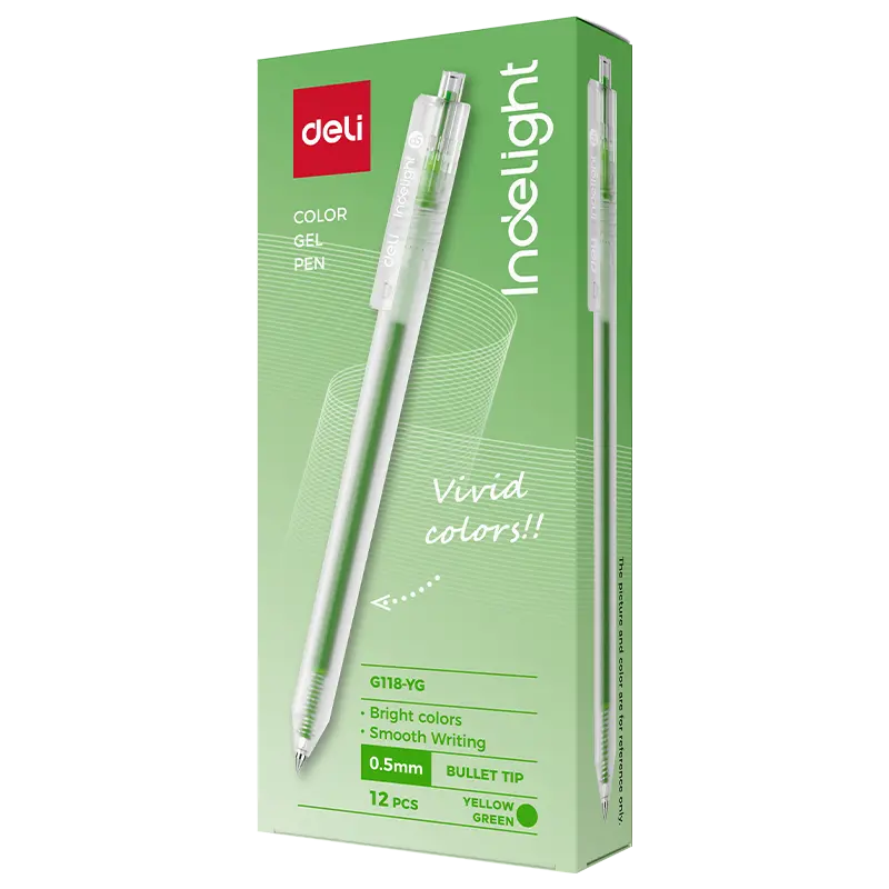 deli EG118-YG Color Gel Pen, Yellow Green