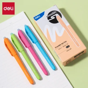 deli EG163-BK Erasable Gel Pen, Pink, Red, Blue, Green