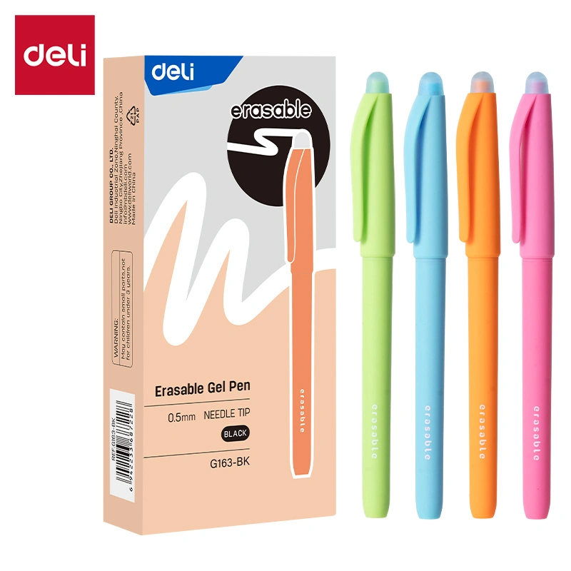 deli EG163-BK Erasable Gel Pen, Pink, Red, Blue, Green - Image 2