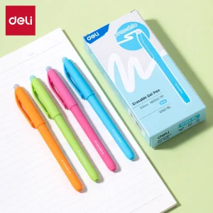 deli EG163-BL Erasable Gel Pen, Pink, Red, Blue, Green