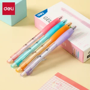 deli EG227-BK Gel Pen, Blue, Orange, Pink, Purple