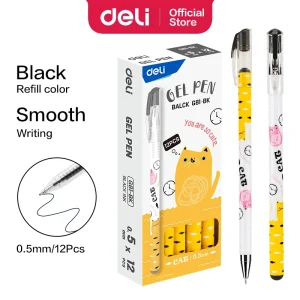 deli EG81-BK Gel Pen, Tip: 0.5mm, Black