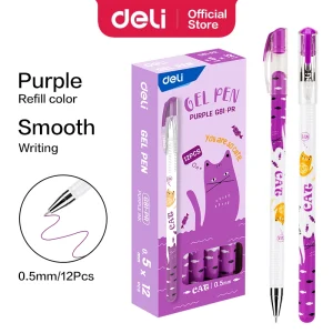 deli EG81-PR Gel Pen, Tip: 0.5mm, Purple