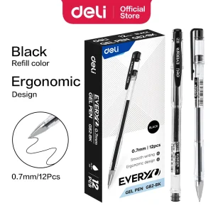 deli EG82-BK Gel Pen, Bullet tip: 0.7mm, Black