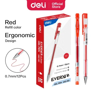 deli EG82-RD Gel Pen, Bullet tip: 0.7mm, Red