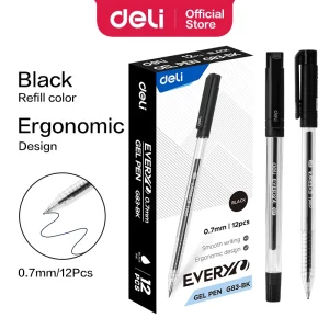 deli EG83-BK Gel Pen, Bullet tip: 0.7mm, Black