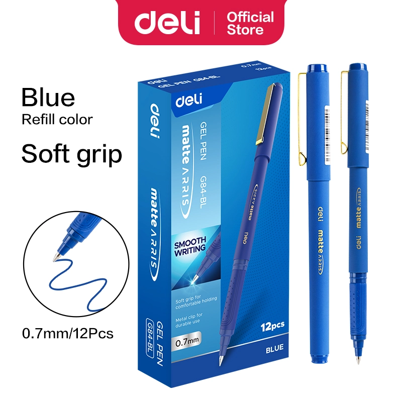 deli EG84-BL Gel Pen, Bullet tip: 0.7mm, Blue