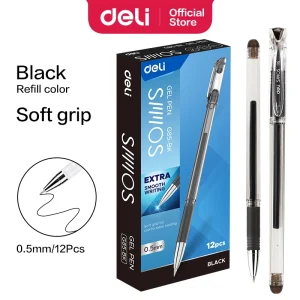 deli EG85-BK Gel Pen, Bullet tip: 0.5mm, Black