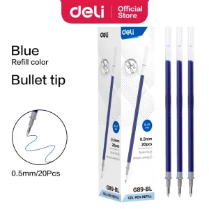 deli EG89-BL Gel Pen Refill, Bullet tip: 0.5mm, Blue