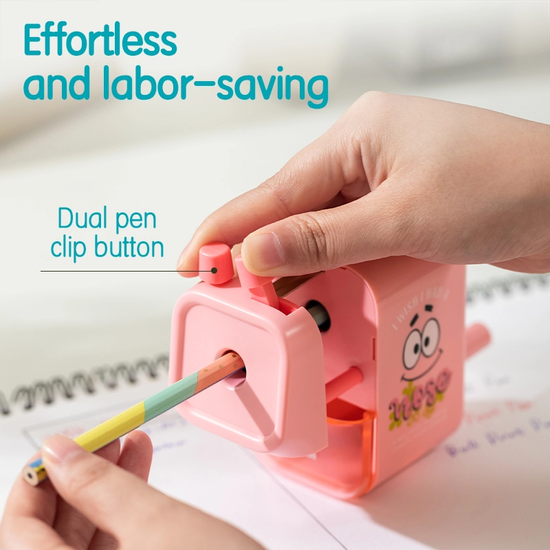 deli EH511 Rotary Sharpener, For graphite pencil φ6.9mm~12mm, Pink, Yellow - Image 2
