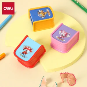 deli EH567 Super Wings Pencil Sharpener, 2hole,φ6.9-12mm, Red, Yellow, Pink