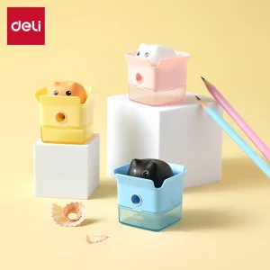 deli EH577 Pencil Sharpener, Blue, Yellow, Pink