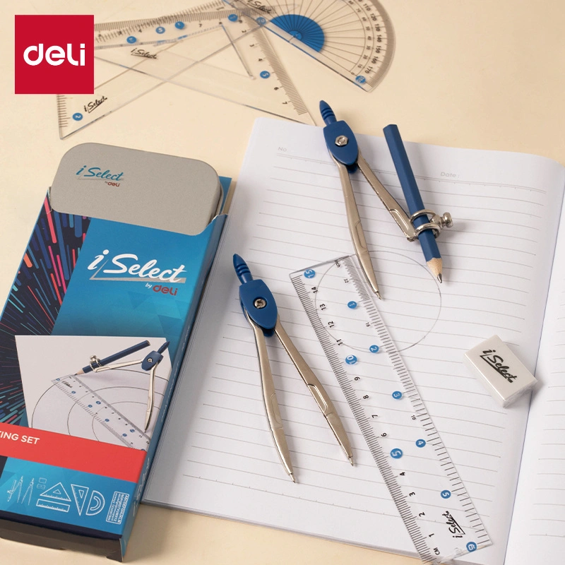 deli EH619 Drafting Set, 10pcs;Ø up to 270 mm, Blue