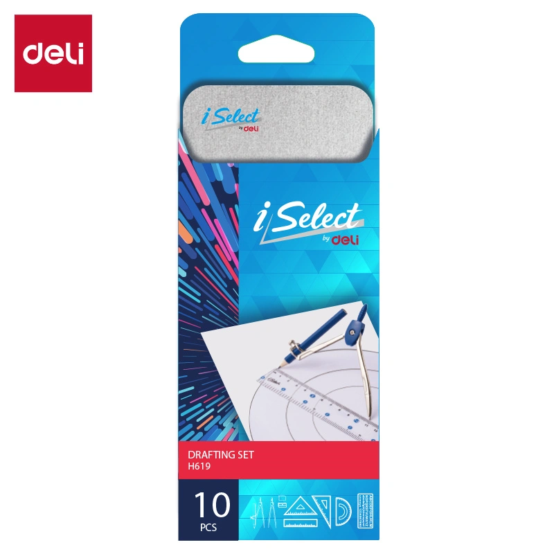 deli EH619 Drafting Set, 10pcs;Ø up to 270 mm, Blue - Image 2
