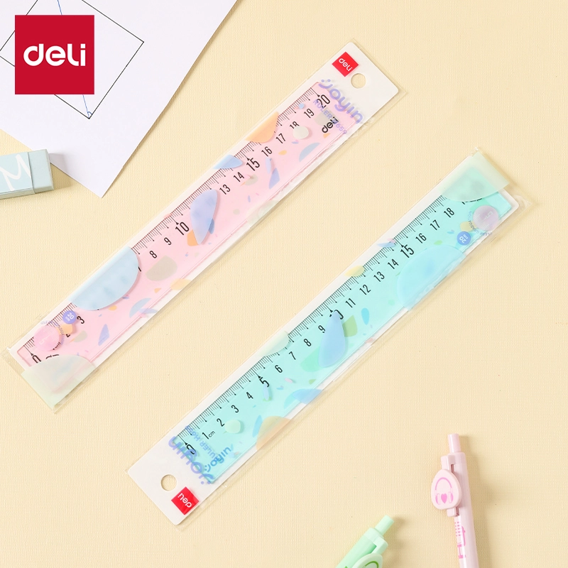 deli EH659 Ruler, 20cm, Blue, Pink